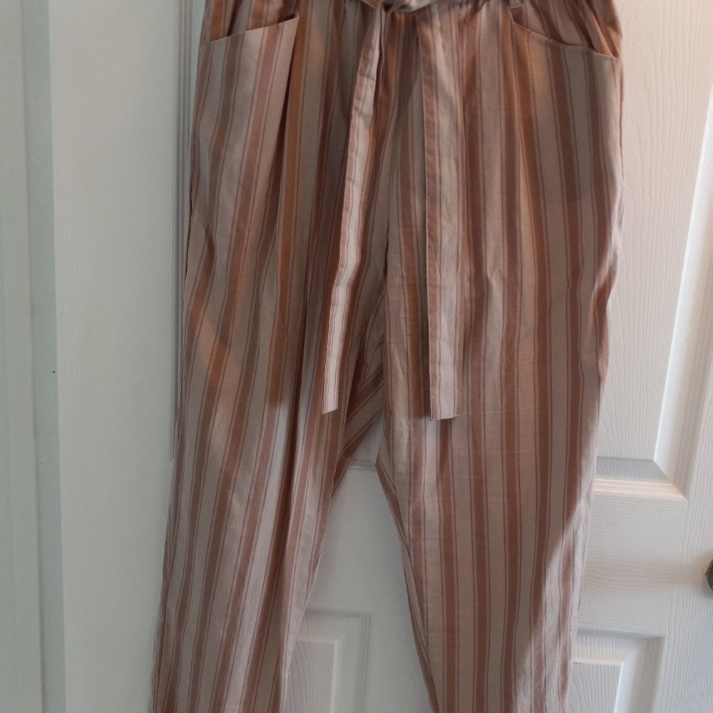 Women's Thread Supply Beige and Tan Striped Pants Slacks XL